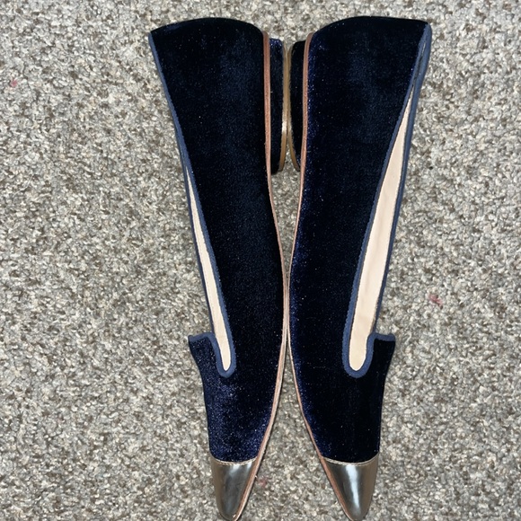 Anthropologie Guilhermina Velvet Silver toe flats. Sz 8 - Picture 6 of 7